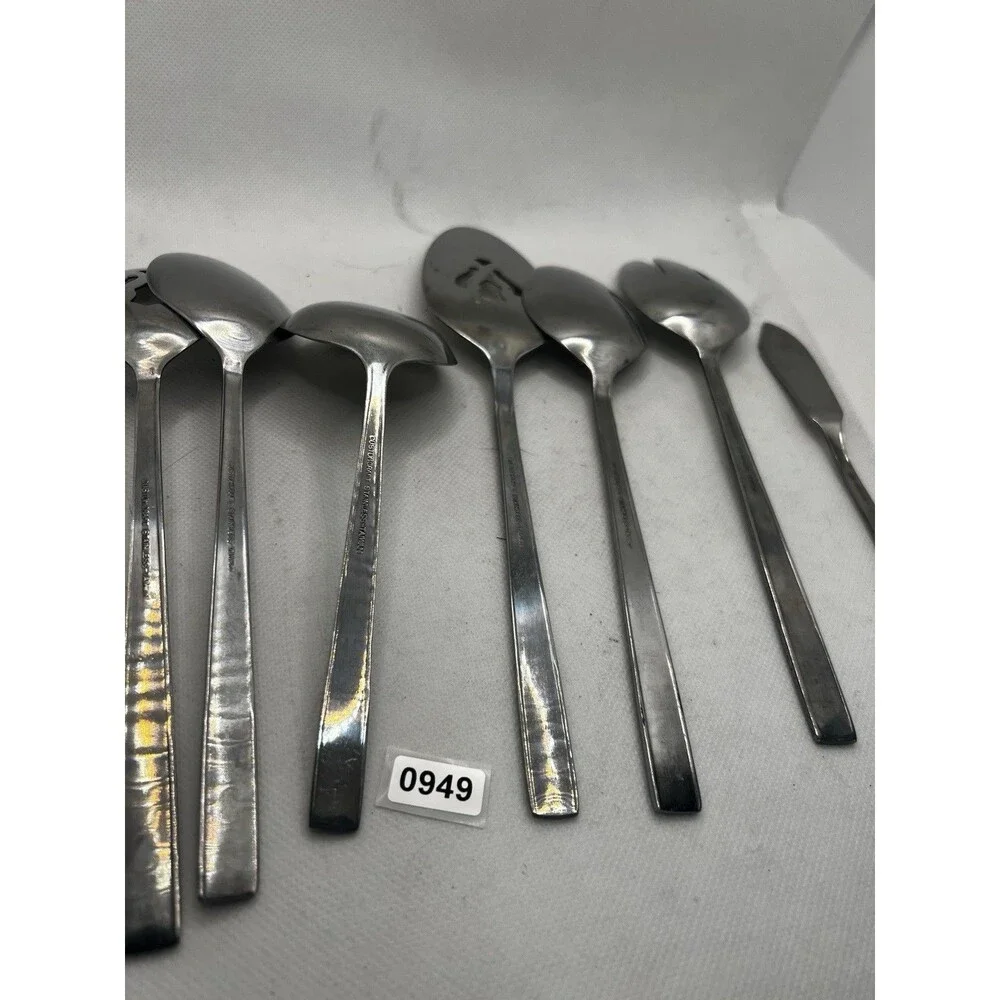 7 Customcraft MCM Stainless steel SERVING PIECES silverware vintage spoon fork